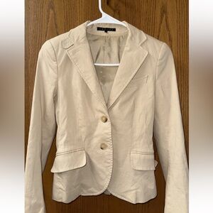 Theory Blazer Cotton Beige Cream Tan Women’s Blazer Size 2 Made In The USA